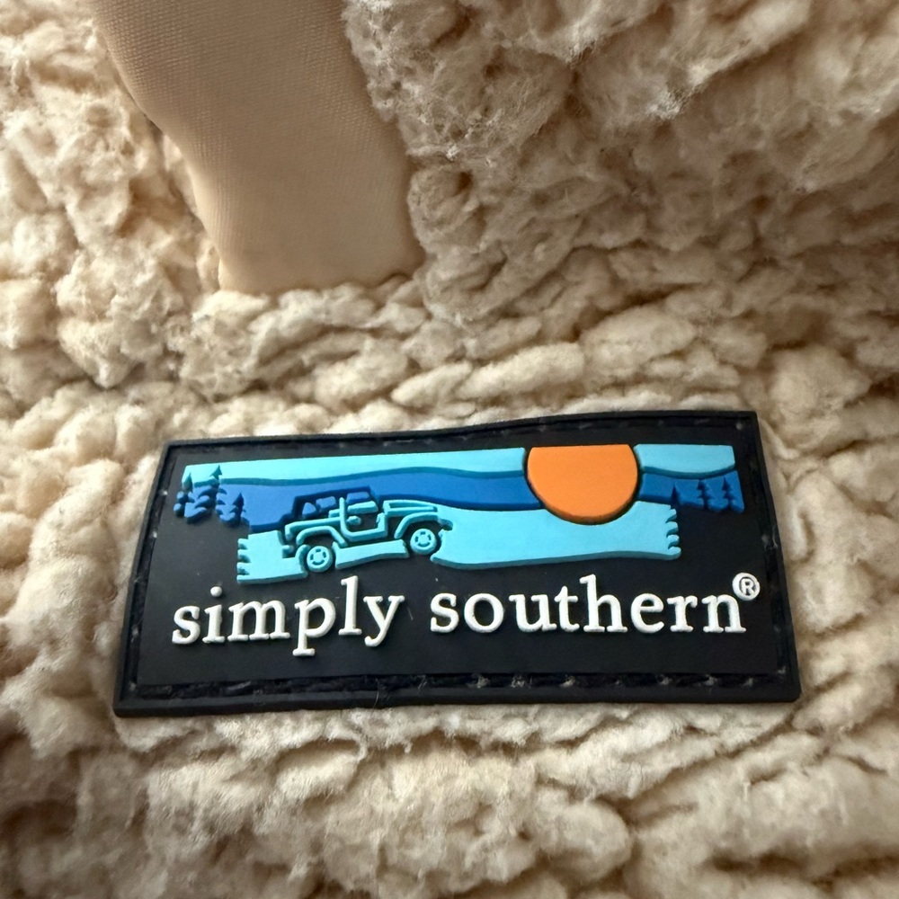 Simply Southern Quarter Zip Pullover Cream/Bear Tribal Sherpa Women’s XL Fleece - Picture 5 of 5